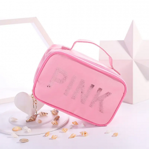 2023 New Sequin Pink Mobile Travel Portable Customizable Logo Cosmetic Bag Makeup 1pc/poly Bag Customized Logo Acceptable Box BL