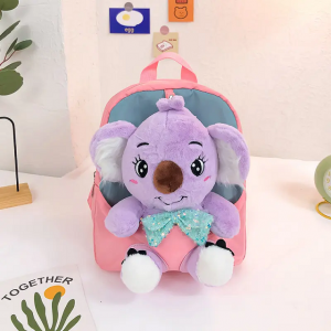 Children’s school bag fashion plush backpack splicing color kindergarten