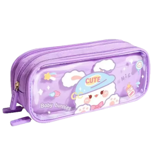 Primary school girl cartoon cute stationery pencil case canvas large capacity transparent pen case