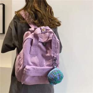 Schoolbag female college student canvas bag backpack female college style solid color Korean student backpack retro leisure