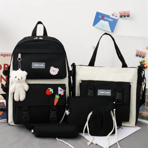 new custom canvas backpacks female Korean version large capacity six-piece student backpack casual backpack for girls