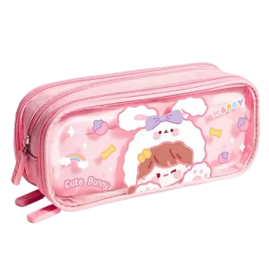 Primary school girl cartoon cute stationery pencil case canvas large capacity transparent pen case