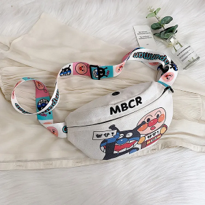 2023 new style foreign girl broadband Single Shoulder Messenger fashion canvas waist bag with cartoon pattern