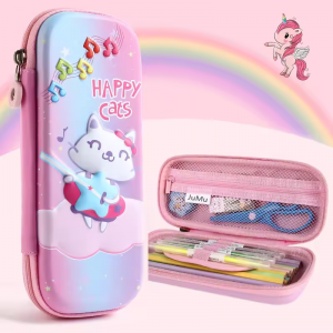 Large capacity cartoon EVA pen bag for primary school students 3D stereoscopic pencil case female waterproof and anti-fall