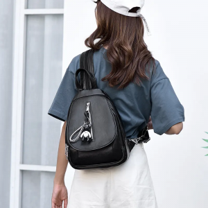 China buehlee CE Summer new fashion Pu black women’s one shoulder Trend Mini backpack for ladies black leather backpack