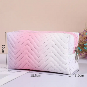 Women’s PU Leather gradient three-dimensional makeup bag Travel portable toiletry bag Cosmetics organizing storage bag