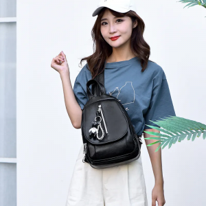 China buehlee CE Summer new fashion Pu black women’s one shoulder Trend Mini backpack for ladies black leather backpack