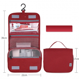 China manufacture traveling fashion design waterproof toilet bath makeup toiletries bag with tri-folded