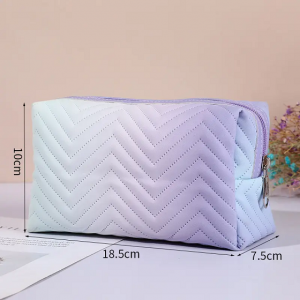 Women’s PU Leather gradient three-dimensional makeup bag Travel portable toiletry bag Cosmetics organizing storage bag