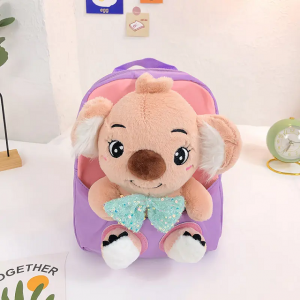 Children’s school bag fashion plush backpack splicing color kindergarten