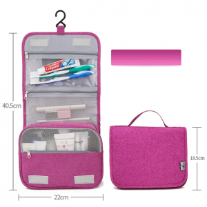 China manufacture traveling fashion design waterproof toilet bath makeup toiletries bag with tri-folded