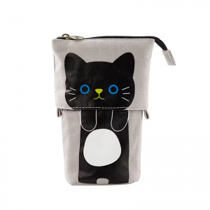 South Korea cute simple cat multi-functional deformable upright pull down canvas pen bag pen holder