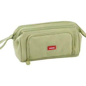 Large capacity colorful lovely double canvas pen bag multi-functional portable simple student pencil case