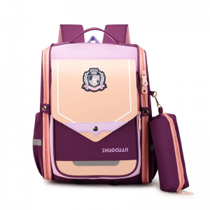 Integrated new clamshell schoolbag for primary school with large capacity waterproof space bag for children aged 6-12 years