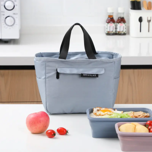 Portable thermal insulation bag Solid color outdoor portable thickened lunch insulation bag for rice