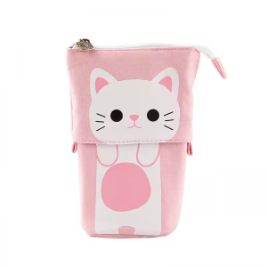 South Korea cute simple cat multi-functional deformable upright pull down canvas pen bag pen holder