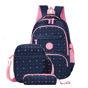 2023 new lightweight nylon waterproof and load reducing three piece printed schoolbag