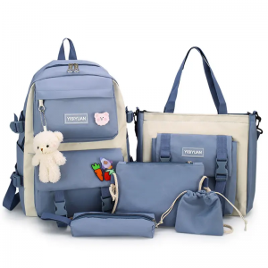 new custom canvas backpacks female Korean version large capacity six-piece student backpack casual backpack for girls