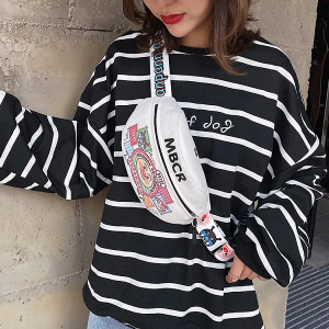 2023 new style foreign girl broadband Single Shoulder Messenger fashion canvas waist bag with cartoon pattern