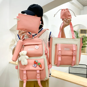 new custom canvas backpacks female Korean version large capacity six-piece student backpack casual backpack for girls