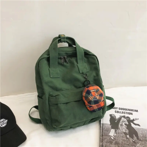 Schoolbag female college student canvas bag backpack female college style solid color Korean student backpack retro leisure