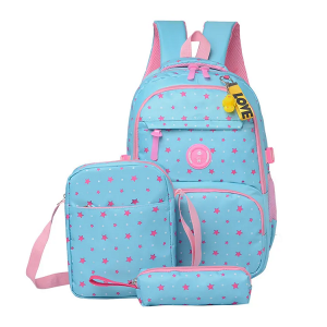 2023 new lightweight nylon waterproof and load reducing three piece printed schoolbag