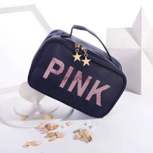 2023 New Sequin Pink Mobile Travel Portable Customizable Logo Cosmetic Bag Makeup 1pc/poly Bag Customized Logo Acceptable Box BL