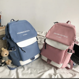 Contrast color large capacity schoolbag female version Mosaic college style backpack male fashion high school students