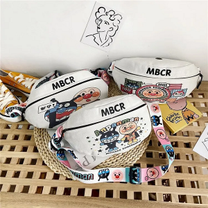 2023 new style foreign girl broadband Single Shoulder Messenger fashion canvas waist bag with cartoon pattern