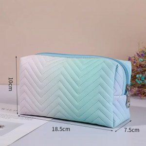 Women’s PU Leather gradient three-dimensional makeup bag Travel portable toiletry bag Cosmetics organizing storage bag