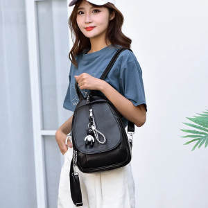 China buehlee CE Summer new fashion Pu black women’s one shoulder Trend Mini backpack for ladies black leather backpack