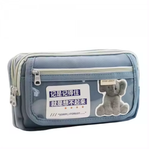 Canvas simple new large capacity high appearance level multi-layer Japanese stationery bag student pencil case pen bag