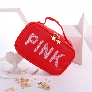 2023 New Sequin Pink Mobile Travel Portable Customizable Logo Cosmetic Bag Makeup 1pc/poly Bag Customized Logo Acceptable Box BL