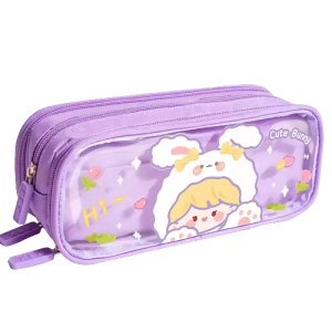 Primary school girl cartoon cute stationery pencil case canvas large capacity transparent pen case