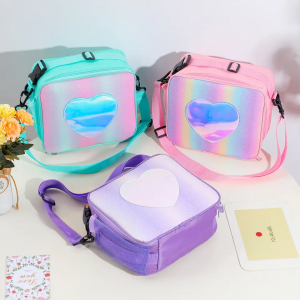 New Glitter Laser lunch bag Rainbow-colored thermal Picnic ice bag Simple one shoulder bag for girls