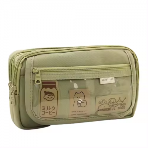 Canvas simple new large capacity high appearance level multi-layer Japanese stationery bag student pencil case pen bag