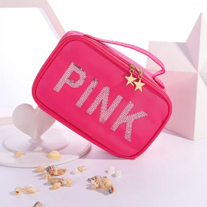 2023 New Sequin Pink Mobile Travel Portable Customizable Logo Cosmetic Bag Makeup 1pc/poly Bag Customized Logo Acceptable Box BL