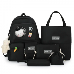 Middle school backpack new Korean version of the bear doll backpack for girls five canvas junior high collage bag for girls