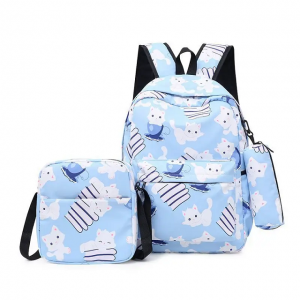 2023 neue Flut Vintage bedruckte Leinwand Schultasche weibliche Freizeit Outdoor-Rucksack Studentinnen dreiteiliges Set